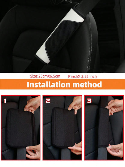 MEIKAXIU 1pc 3d Breathable Skin-Friendly Pu Leather Seat Belt Cover, Pressure Relief And Comfortable, Automotive Product For Women