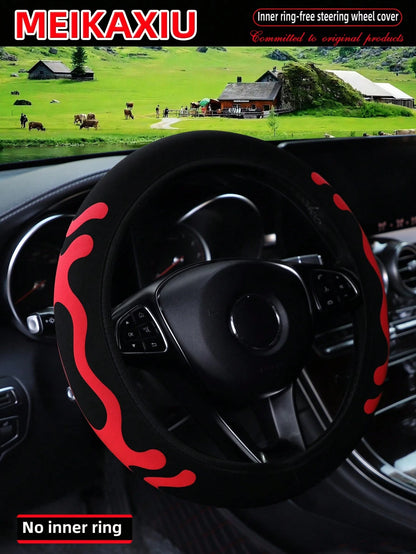 MEIKAXIU 1pc Diving Material 3D Foam Fabric Comfortable Elastic Car Steering Wheel Cover Fits 14.5-15 Inch Vehicles, Decorative Accessories For Women
