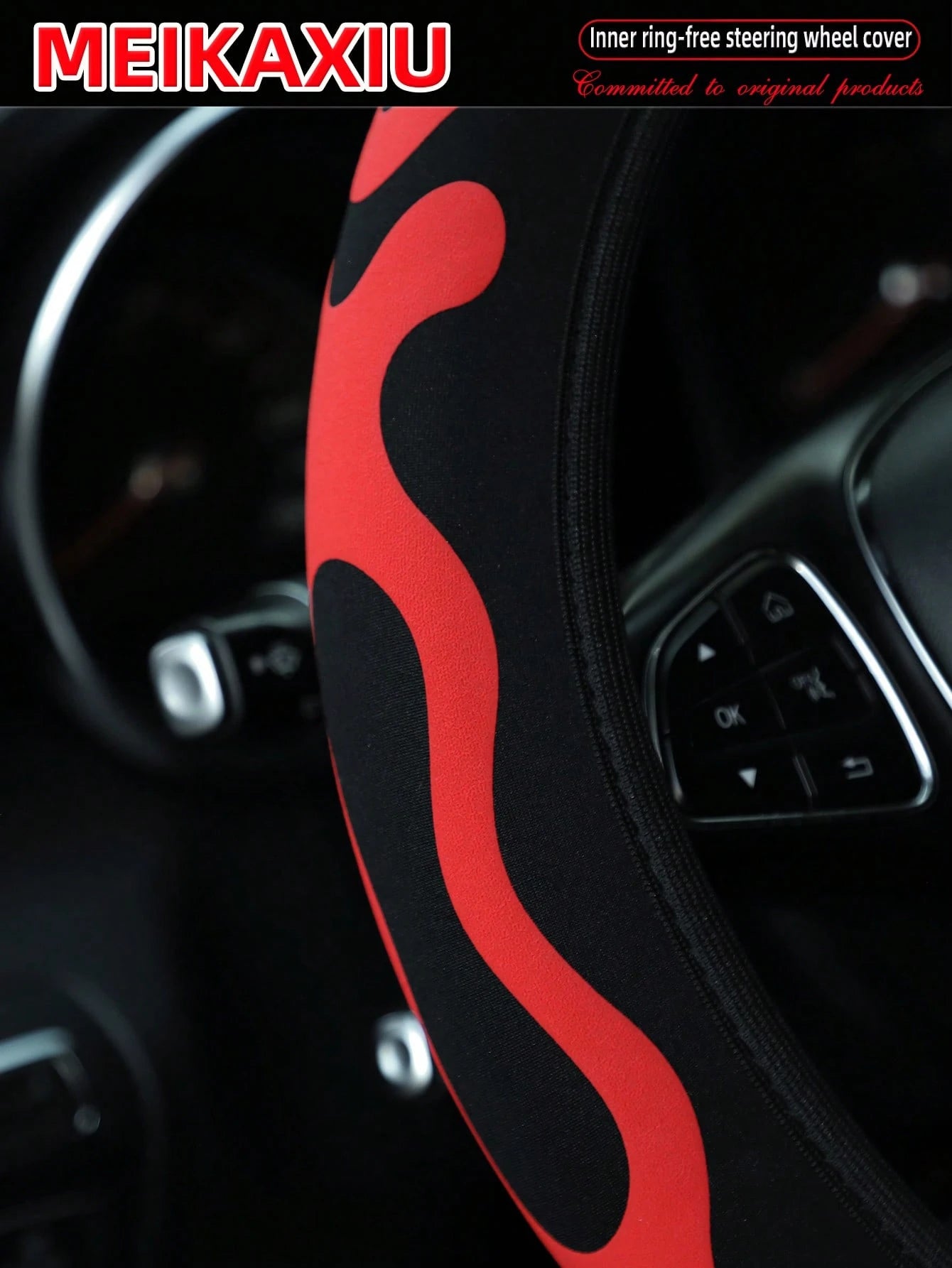 MEIKAXIU 1pc Diving Material 3D Foam Fabric Comfortable Elastic Car Steering Wheel Cover Fits 14.5-15 Inch Vehicles, Decorative Accessories For Women