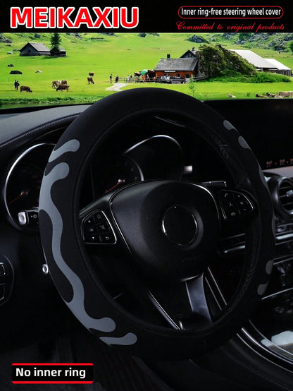 MEIKAXIU 1pc Diving Material 3D Foam Fabric Comfortable Elastic Car Steering Wheel Cover Fits 14.5-15 Inch Vehicles, Decorative Accessories For Women