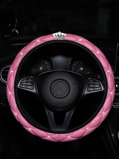 MEIKAXIU 1pc Rhinestone Decor Car Steering Wheel Cover,Steering Wheel Cover For Women