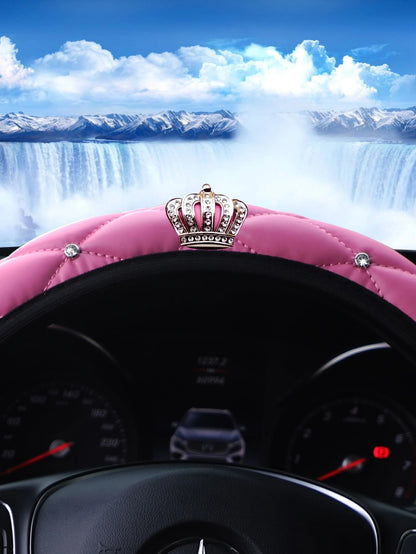 MEIKAXIU 1pc Rhinestone Decor Car Steering Wheel Cover,Steering Wheel Cover For Women