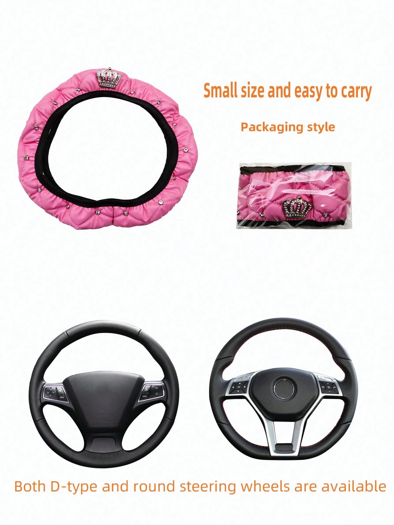 MEIKAXIU 1pc Rhinestone Decor Car Steering Wheel Cover,Steering Wheel Cover For Women