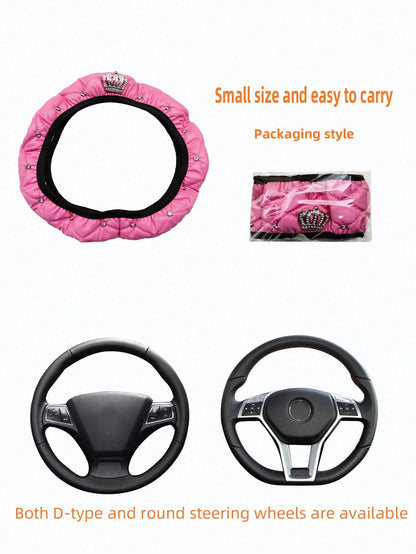 MEIKAXIU 1pc Rhinestone Decor Car Steering Wheel Cover,Steering Wheel Cover For Women