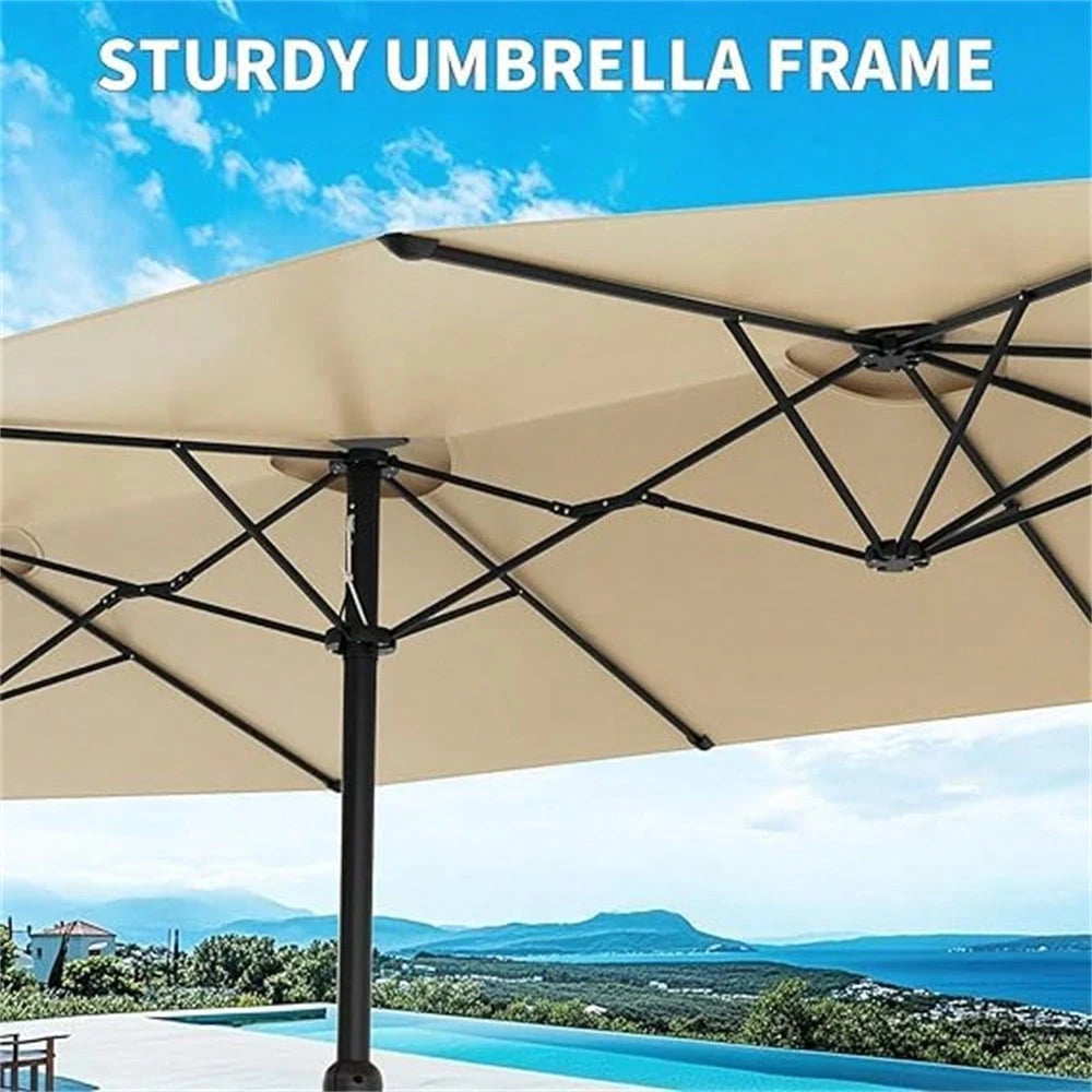Meiyiu 13FT Large Double-Sided Patio Umbrella- Outdoor Rectangle Market Umbrella With Crank Handle & 12 Durable Ribs, Fade Resistant For Pool, Lawn, Garden, Backyard (No Base Included)