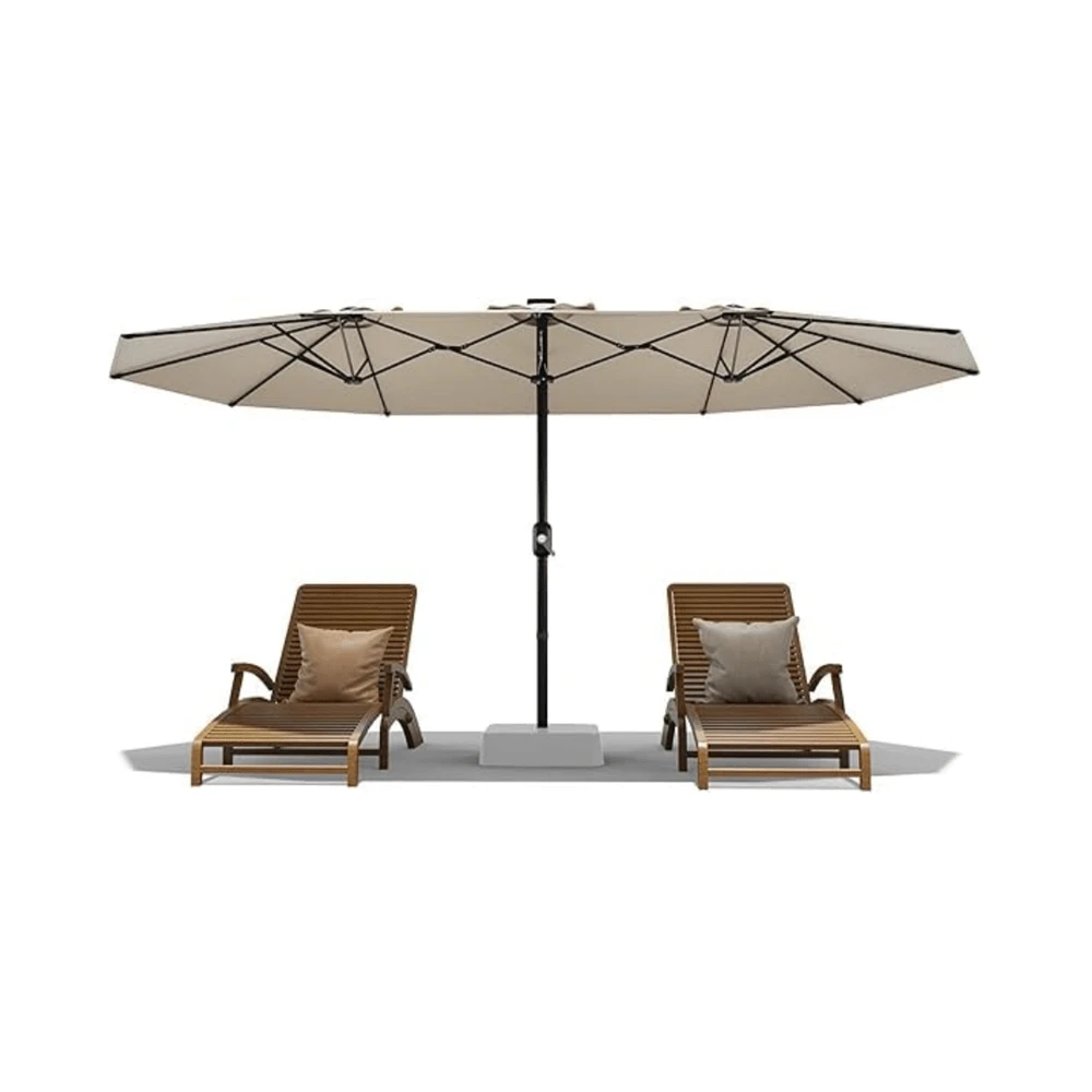 Meiyiu 13FT Large Double-Sided Patio Umbrella- Outdoor Rectangle Market Umbrella With Crank Handle & 12 Durable Ribs, Fade Resistant For Pool, Lawn, Garden, Backyard (No Base Included)