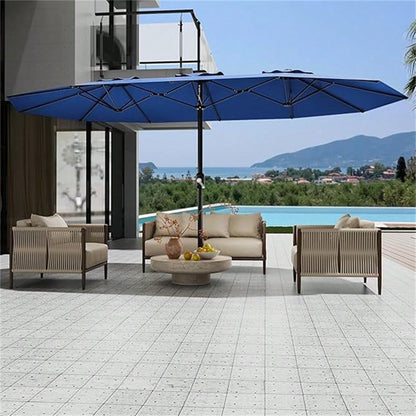 Meiyiu 13FT Large Double-Sided Patio Umbrella- Outdoor Rectangle Market Umbrella With Crank Handle & 12 Durable Ribs, Fade Resistant For Pool, Lawn, Garden, Backyard (No Base Included)