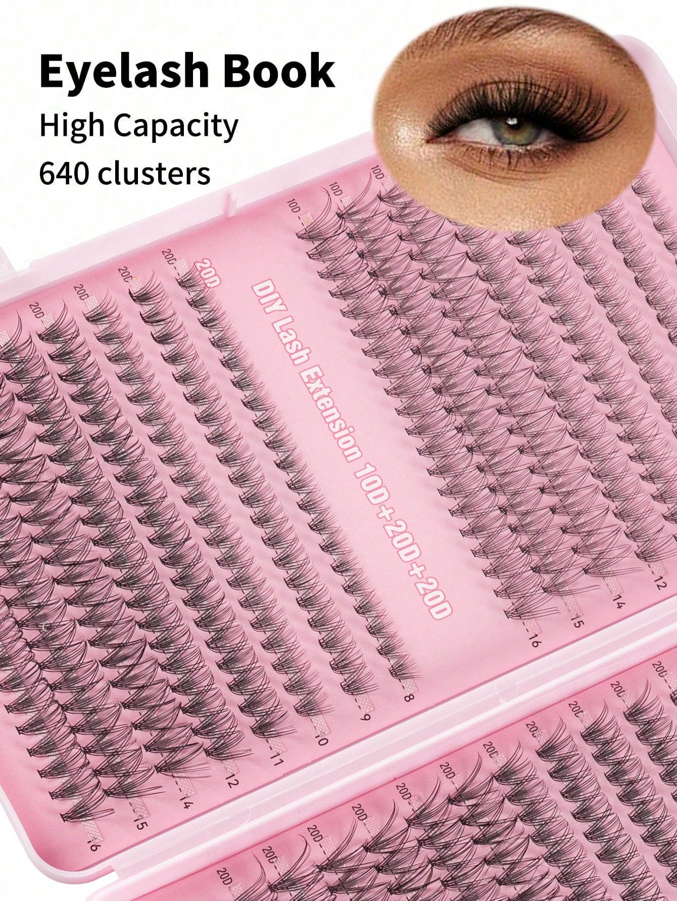 MEM 608pcs 10-16mm D Curl Holiday Eyelash Set, Includes 30D/40D/60D/80D Mixed Clusters, Soft And Natural, Suitable For Beginners, Includes Eyeshadow, Glue, Sealer, Tweezers And Eyelash Brush, For Home