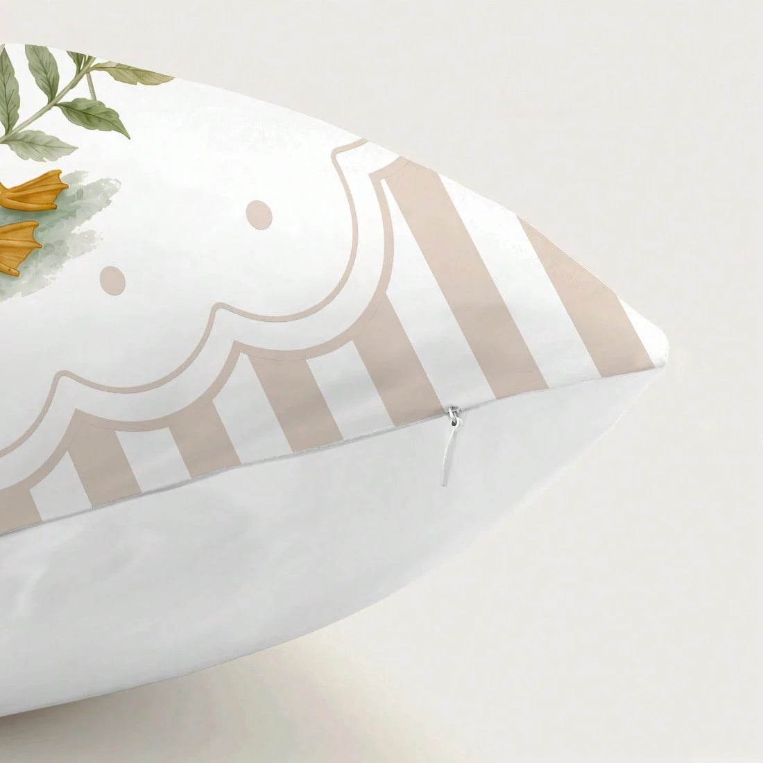 MEMNUN 2pcs Milk Tea Color Vertical Stripe Pastoral White Goose Print Pillow Covers [Pillow Insert Not Included], 40*40cm/45*45cm/50*50cm, [Single-Sided Printing] Polka Dot Floral Border Duck Sofa Cus