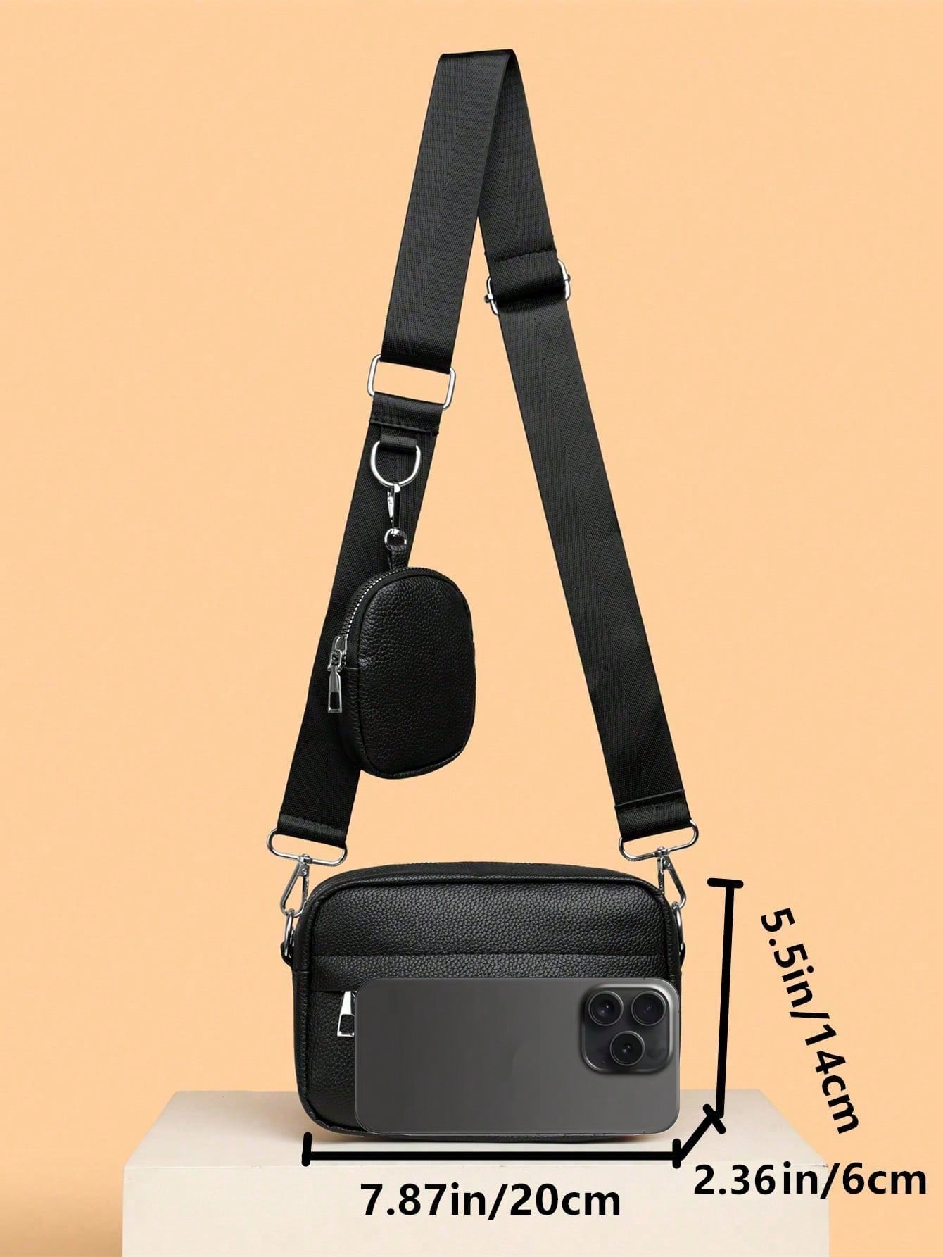 Men's 2-Piece Mini Crossbody Bag Set, PU Leather Coin Purse, Square Mini Shoulder Bag With Adjustable Waterproof Strap, Travel Essential, Summer Bag, New Life Supplies, Student Must-Have, Men's Side B