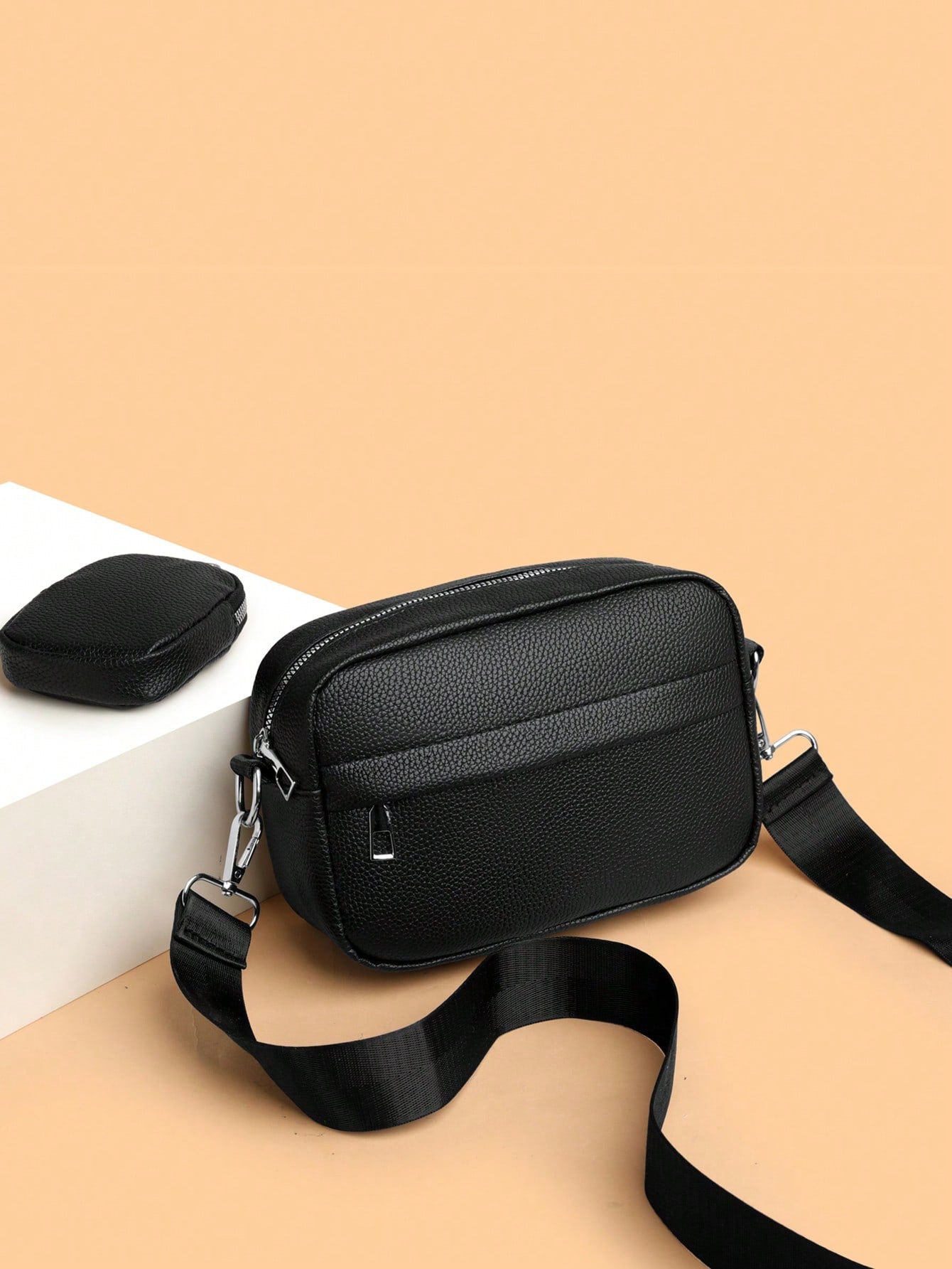 Men's 2-Piece Mini Crossbody Bag Set, PU Leather Coin Purse, Square Mini Shoulder Bag With Adjustable Waterproof Strap, Travel Essential, Summer Bag, New Life Supplies, Student Must-Have, Men's Side B