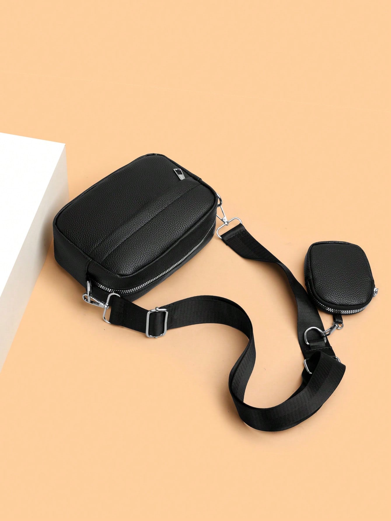 Men's 2-Piece Mini Crossbody Bag Set, PU Leather Coin Purse, Square Mini Shoulder Bag With Adjustable Waterproof Strap, Travel Essential, Summer Bag, New Life Supplies, Student Must-Have, Men's Side B