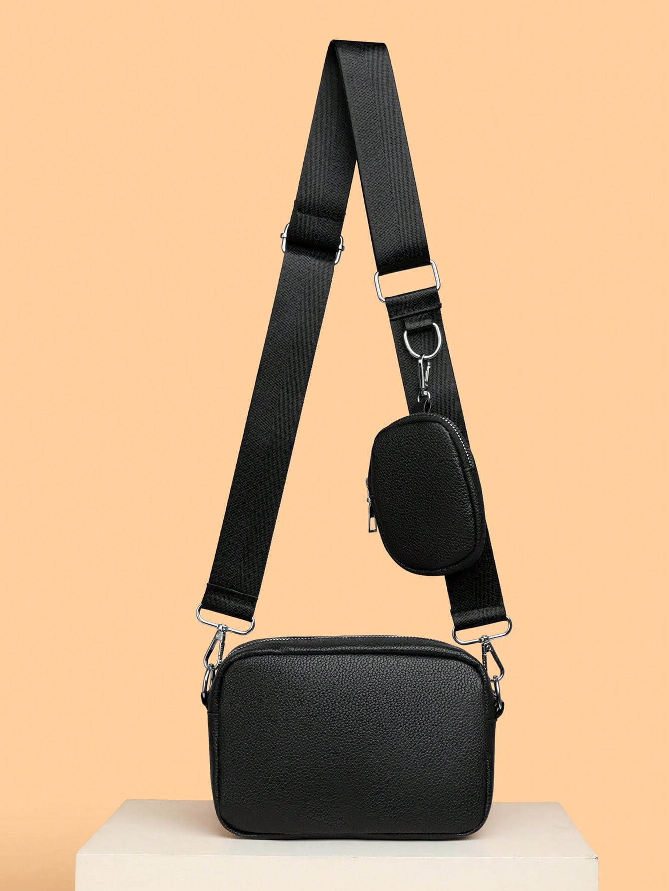 Men's 2-Piece Mini Crossbody Bag Set, PU Leather Coin Purse, Square Mini Shoulder Bag With Adjustable Waterproof Strap, Travel Essential, Summer Bag, New Life Supplies, Student Must-Have, Men's Side B