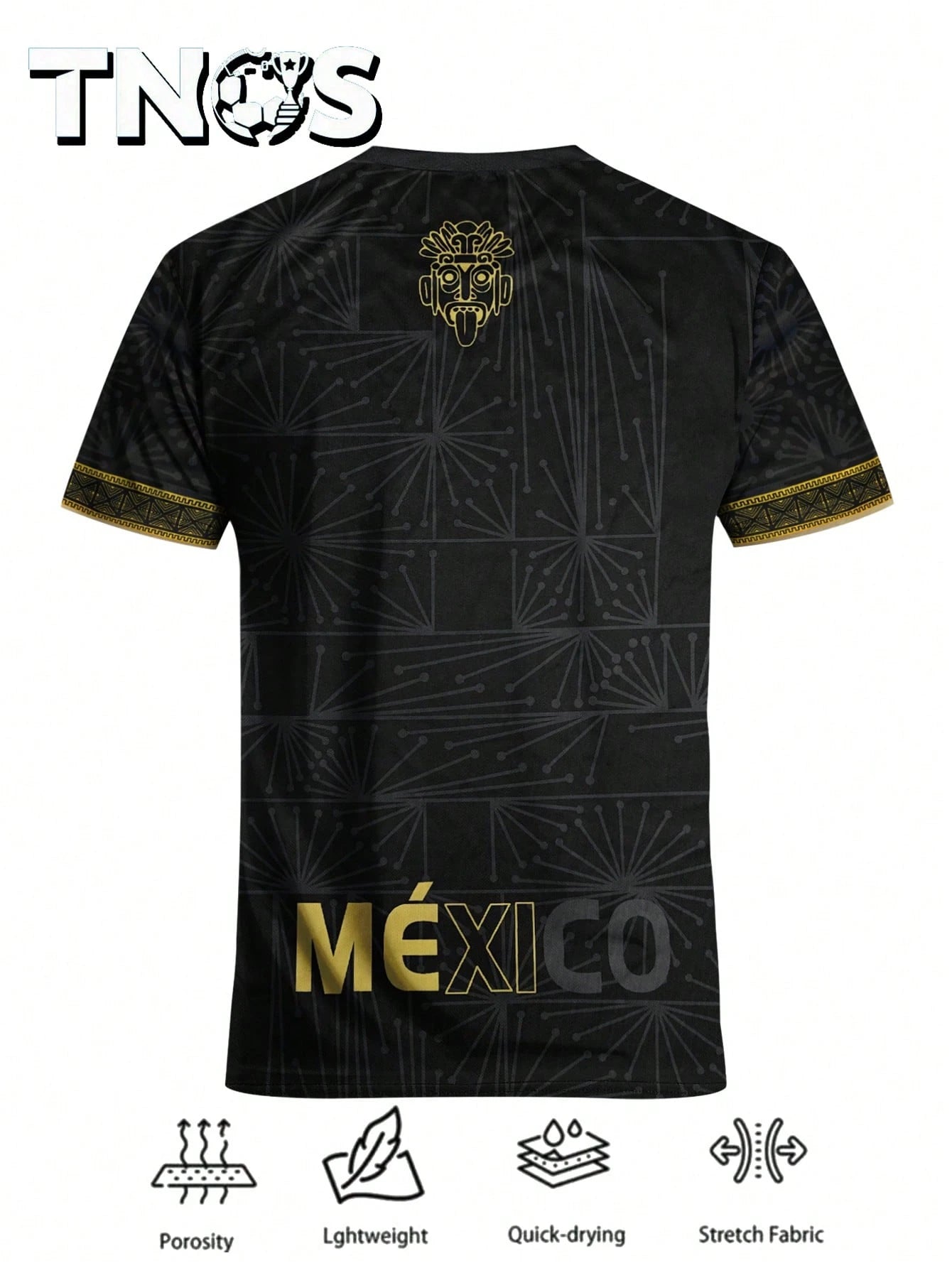 Men's Football Jersey & Youth Crew Neck Comfortable Sports Top & With New Print & Black