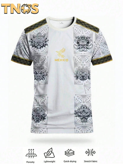 Men's Football Jersey & Youth Crew Neck Comfortable Sports Top & With New Print & Black