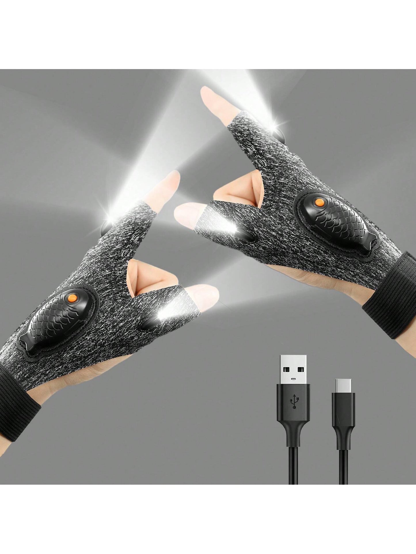 Men's LED Flashlight Gloves, USB Rechargeable, Men's Stocking Stuffers, Cool Gadgets, Christmas Birthday Gifts For Men, Gifts For Adults, Him, Boyfriends, Auto Repair, Fishing, Camping Accessories