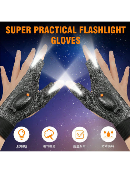 Men's LED Flashlight Gloves, USB Rechargeable, Men's Stocking Stuffers, Cool Gadgets, Christmas Birthday Gifts For Men, Gifts For Adults, Him, Boyfriends, Auto Repair, Fishing, Camping Accessories