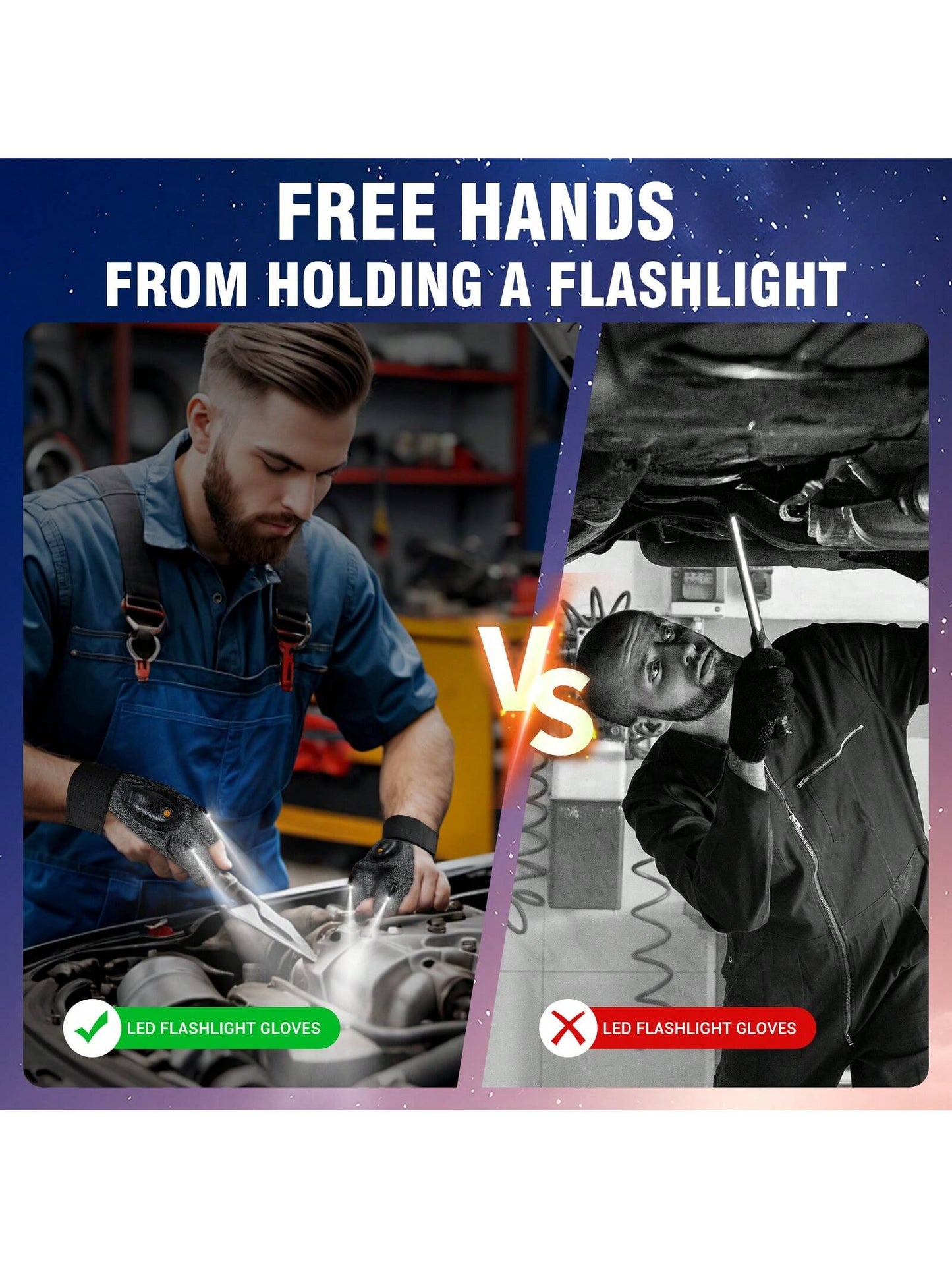 Men's LED Flashlight Gloves, USB Rechargeable, Men's Stocking Stuffers, Cool Gadgets, Christmas Birthday Gifts For Men, Gifts For Adults, Him, Boyfriends, Auto Repair, Fishing, Camping Accessories