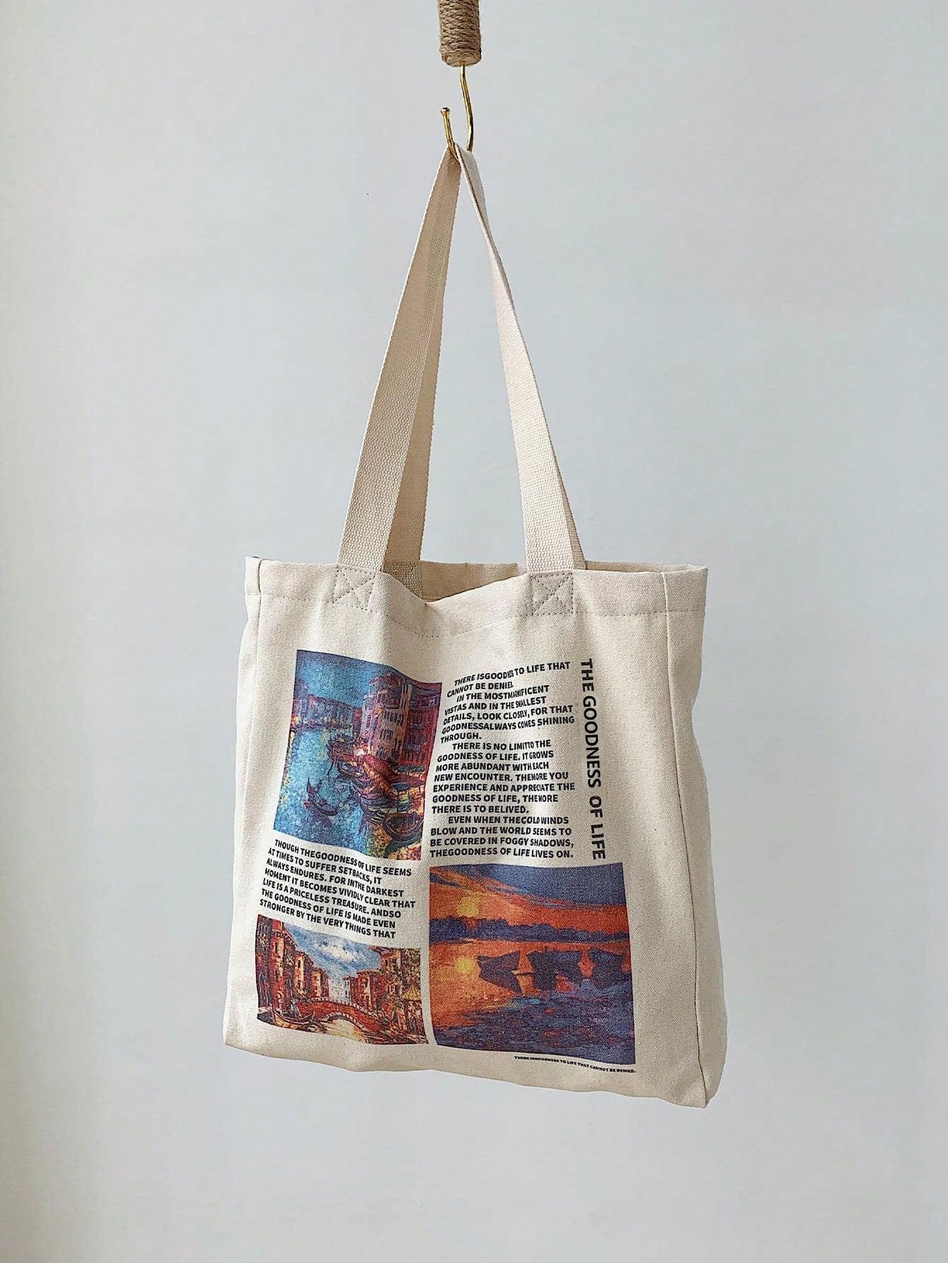 Men's Tote Bag, Casual Large Capacity Handbag, Suitable For Short Trips And Daily Use, Canvas Material, Printed Pattern, Can Be Used As Shopping Bag, Sports Outdoor Bag, Valentine's Day Gift, Travel E
