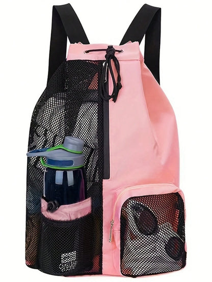 Mesh Drawstring Backpack, Beach Bag, Swimming Bag, Fitness Sports Backpack
