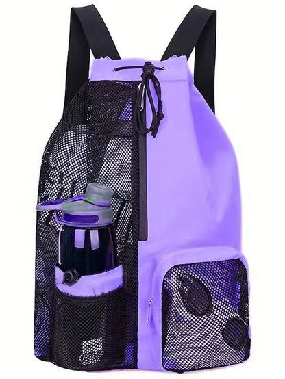 Mesh Drawstring Backpack, Beach Bag, Swimming Bag, Fitness Sports Backpack