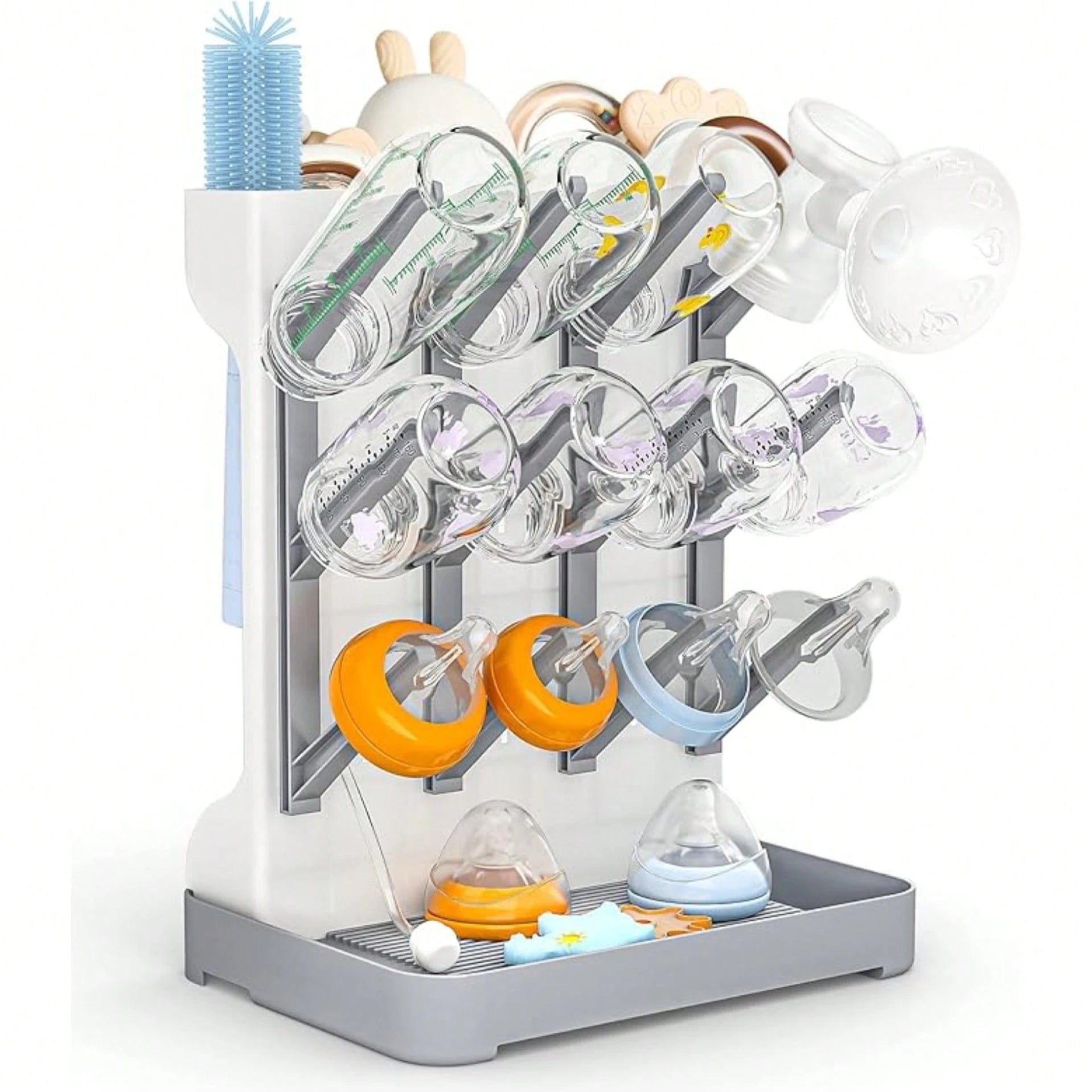 Milk Bottle Drying Rack, Nursery Bottle Dryer Stand, Baby Bottle Holder Storage Box