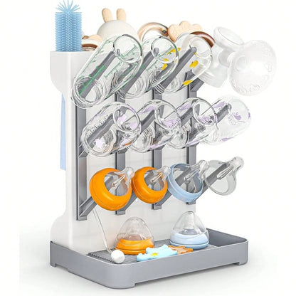 Milk Bottle Drying Rack, Nursery Bottle Dryer Stand, Baby Bottle Holder Storage Box