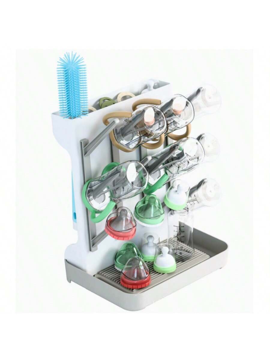 Milk Bottle Drying Rack, Nursery Bottle Dryer Stand, Baby Bottle Holder Storage Box