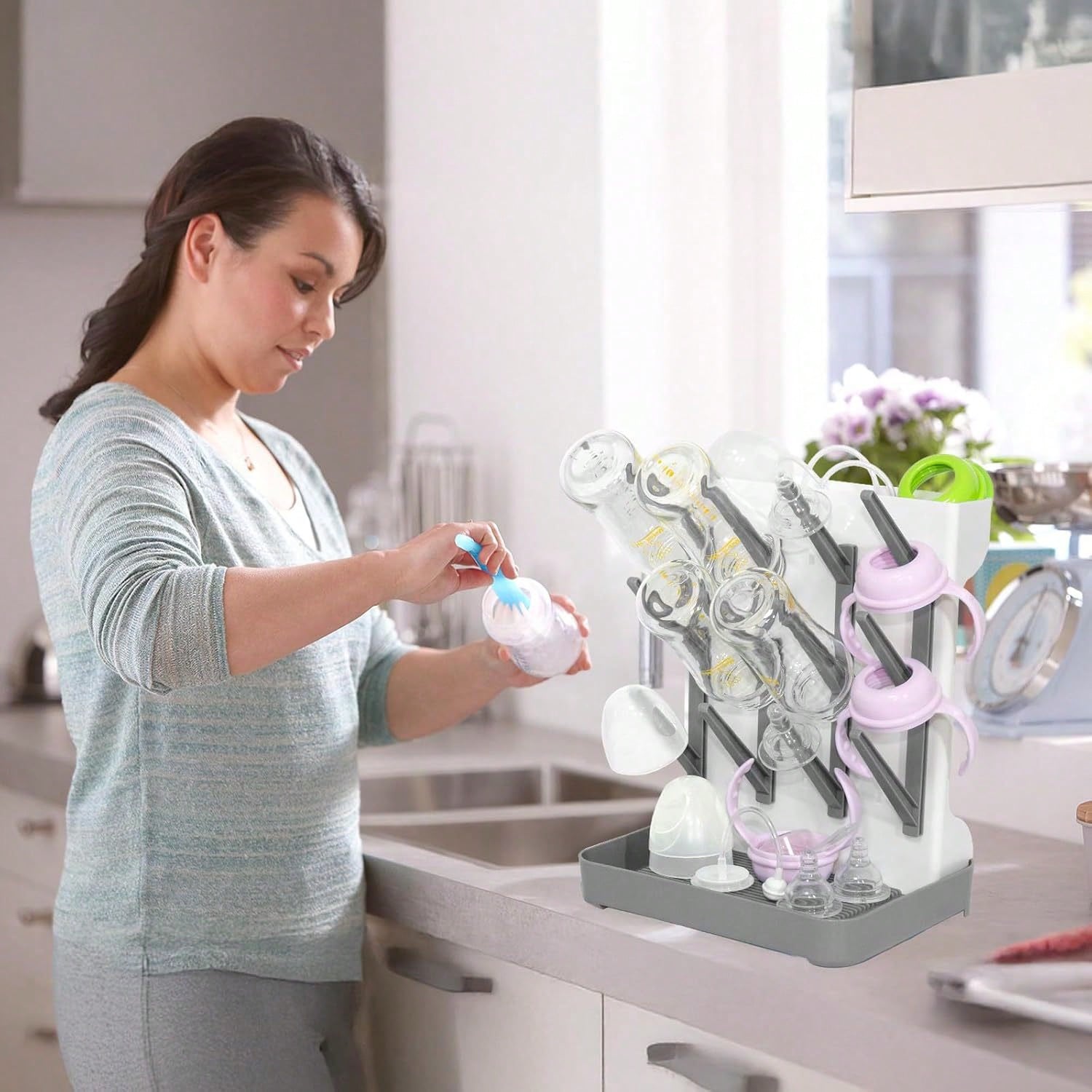 Milk Bottle Drying Rack, Nursery Bottle Dryer Stand, Baby Bottle Holder Storage Box