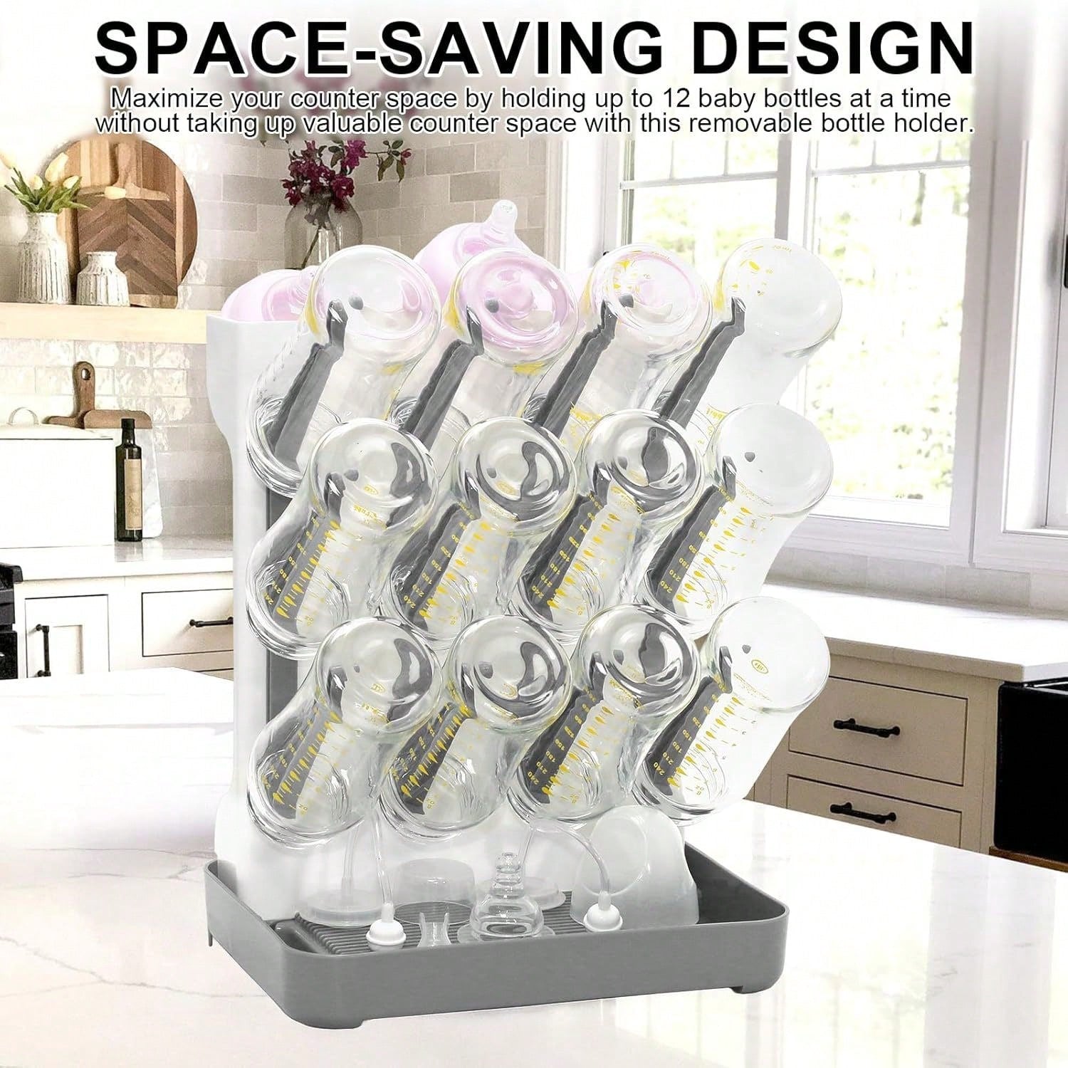 Milk Bottle Drying Rack, Nursery Bottle Dryer Stand, Baby Bottle Holder Storage Box