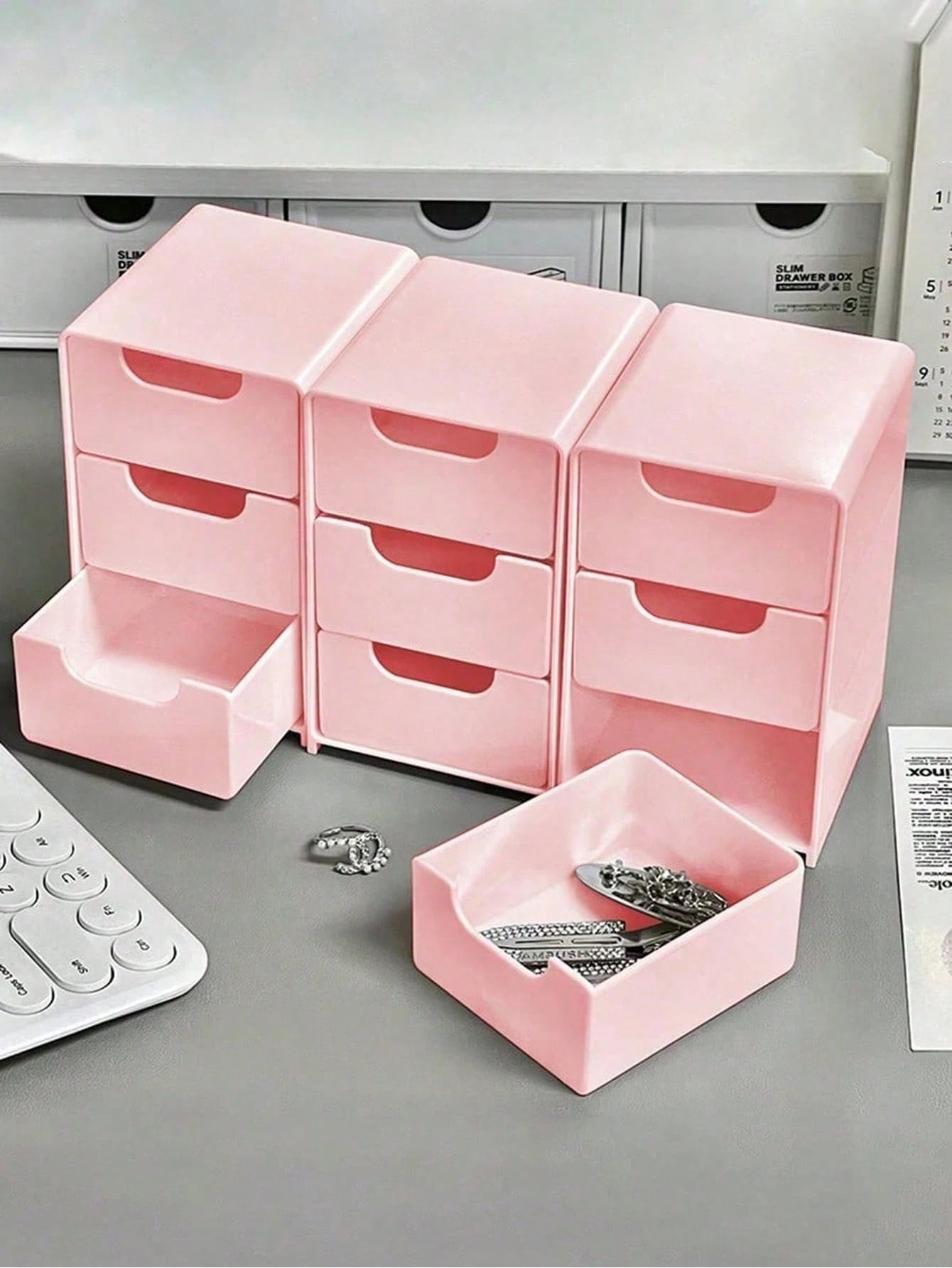 Mini 3-Tier Drawer Storage Box, Suitable For Storing Jewelry, Hair Accessories, Earrings And Other Small Items, Can Be Used In Furniture, Office, Study, Bedroom, Bathroom. 3-Tier Desktop Storage Box