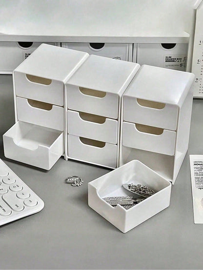 Mini 3-Tier Drawer Storage Box, Suitable For Storing Jewelry, Hair Accessories, Earrings And Other Small Items, Can Be Used In Furniture, Office, Study, Bedroom, Bathroom. 3-Tier Desktop Storage Box