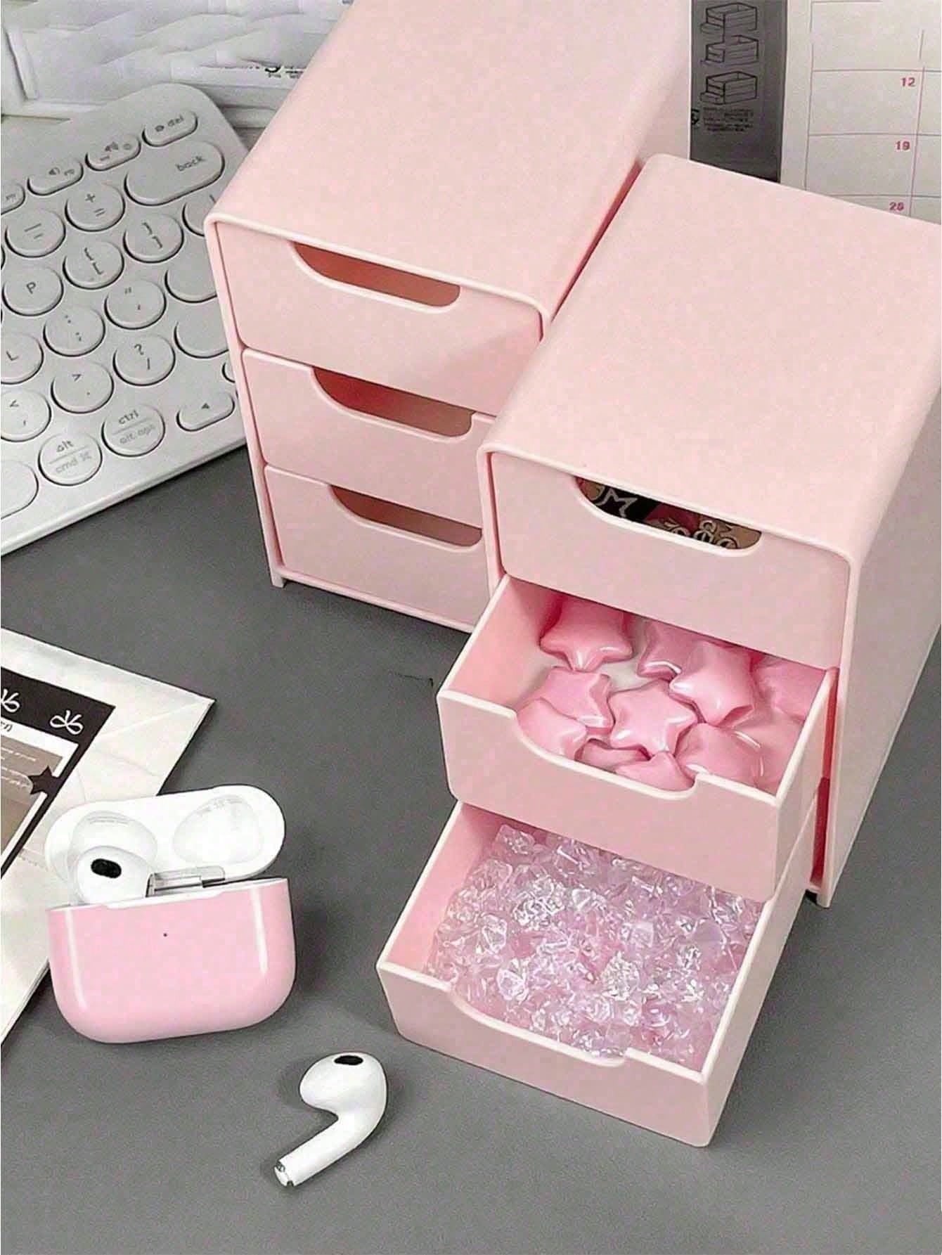 Mini 3-Tier Drawer Storage Box, Suitable For Storing Jewelry, Hair Accessories, Earrings And Other Small Items, Can Be Used In Furniture, Office, Study, Bedroom, Bathroom. 3-Tier Desktop Storage Box