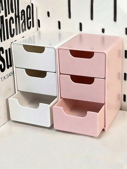 Mini 3-Tier Drawer Storage Box, Suitable For Storing Jewelry, Hair Accessories, Earrings And Other Small Items, Can Be Used In Furniture, Office, Study, Bedroom, Bathroom. 3-Tier Desktop Storage Box