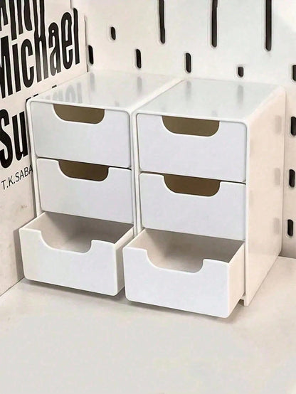 Mini 3-Tier Drawer Storage Box, Suitable For Storing Jewelry, Hair Accessories, Earrings And Other Small Items, Can Be Used In Furniture, Office, Study, Bedroom, Bathroom. 3-Tier Desktop Storage Box