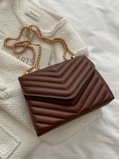 Mini Chevron Chain Flap Square Bag