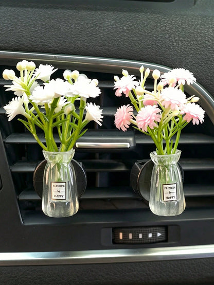 Mini Flower Vase Car Air Vent Aromatherapy Clip, Floral Decorative Fragrance Clip, Car Air Vent Fragrance Diffuser, Cute Car Interior Decor, Elegant Women's Car Interior Decoration, Ideal Holiday Gift