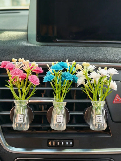 Mini Flower Vase Car Air Vent Aromatherapy Clip, Floral Decorative Fragrance Clip, Car Air Vent Fragrance Diffuser, Cute Car Interior Decor, Elegant Women's Car Interior Decoration, Ideal Holiday Gift