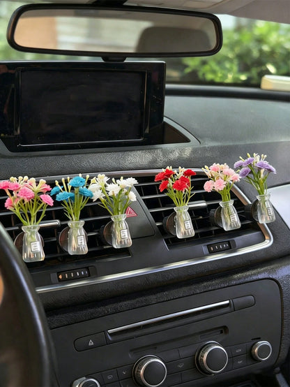 Mini Flower Vase Car Air Vent Aromatherapy Clip, Floral Decorative Fragrance Clip, Car Air Vent Fragrance Diffuser, Cute Car Interior Decor, Elegant Women's Car Interior Decoration, Ideal Holiday Gift