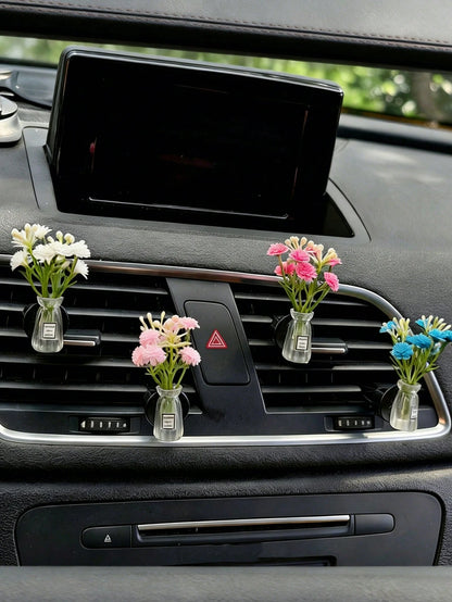 Mini Flower Vase Car Air Vent Aromatherapy Clip, Floral Decorative Fragrance Clip, Car Air Vent Fragrance Diffuser, Cute Car Interior Decor, Elegant Women's Car Interior Decoration, Ideal Holiday Gift