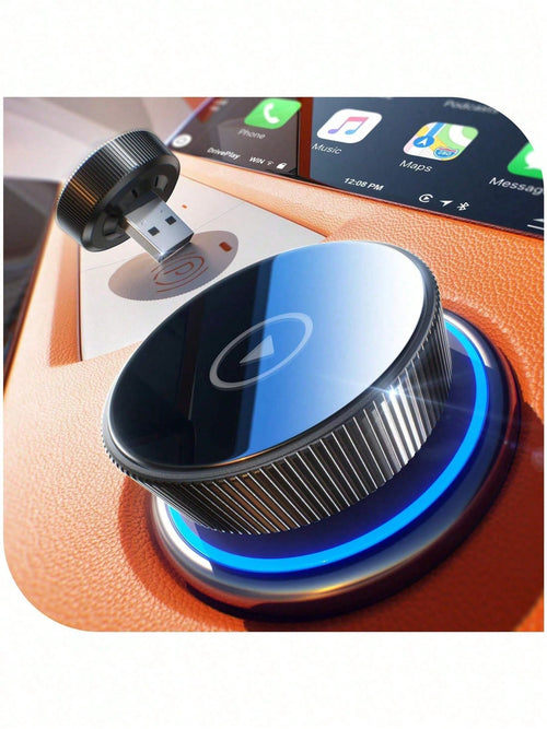 Mini Wireless Carplay Adapter, 60% Smaller, 3X Auto-Connect, No Latency, Plug & Play, Bluetooth & WiFi, Compatible With IOS 10+ & Cars With Wired CarPlay Android Auto