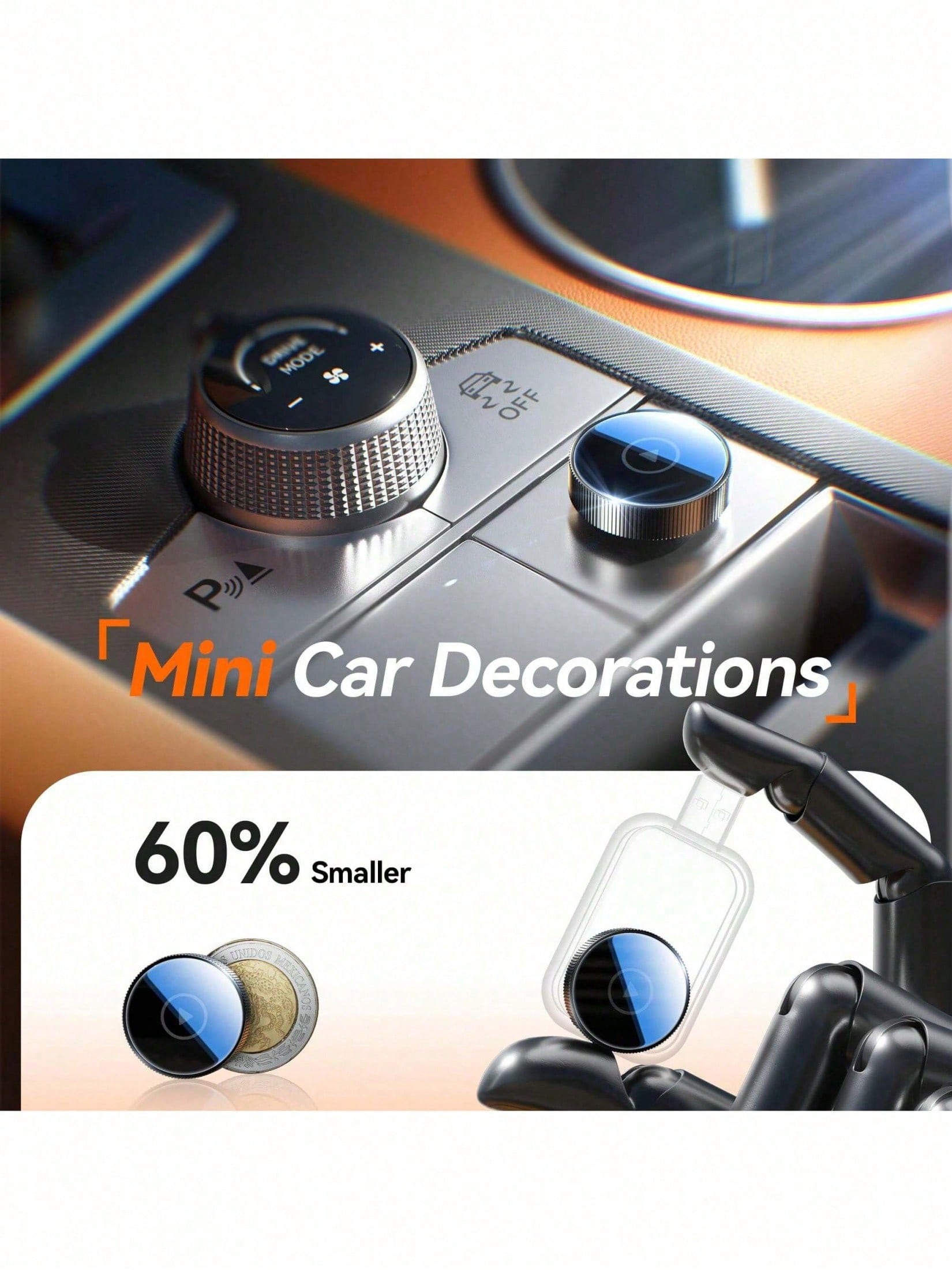 Mini Wireless Carplay Adapter, 60% Smaller, 3X Auto-Connect, No Latency, Plug & Play, Bluetooth & WiFi, Compatible With IOS 10+ & Cars With Wired CarPlay Android Auto