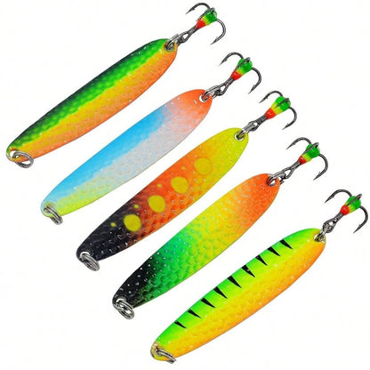Miniature Metal Spoon-Shaped Ice Fishing Lures- Realistic Spoon-Shaped VIB Hard Lures, Available In 5 Color Options, Mini Minnows Suitable For Both Freshwater And Saltwater Winter Fishing (Compact Si