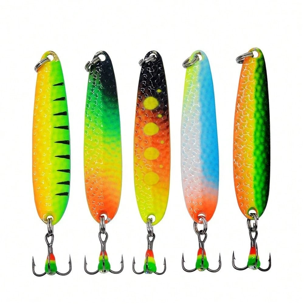Miniature Metal Spoon-Shaped Ice Fishing Lures- Realistic Spoon-Shaped VIB Hard Lures, Available In 5 Color Options, Mini Minnows Suitable For Both Freshwater And Saltwater Winter Fishing (Compact Si