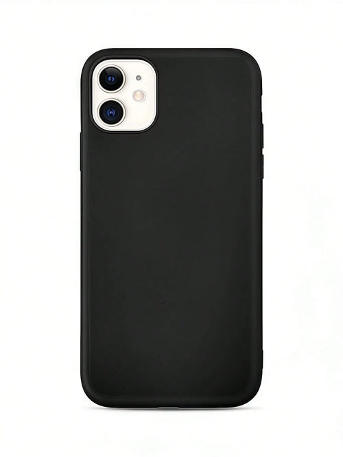 Minimalist Black Solid Color Basic 1pc Black Matte Simple Large Hole Lens Protection Anti-Drop Phone Case, Personalized Compatible With IPhone 16 Pro Max, 17/16/15/14 Plus, 13/12/11 Protective Cover S