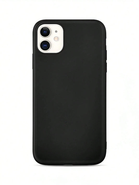 Minimalist Black Solid Color Basic 1pc Black Matte Simple Large Hole Lens Protection Anti-Drop Phone Case, Personalized Compatible With IPhone 16 Pro Max, 17/16/15/14 Plus, 13/12/11 Protective Cover S