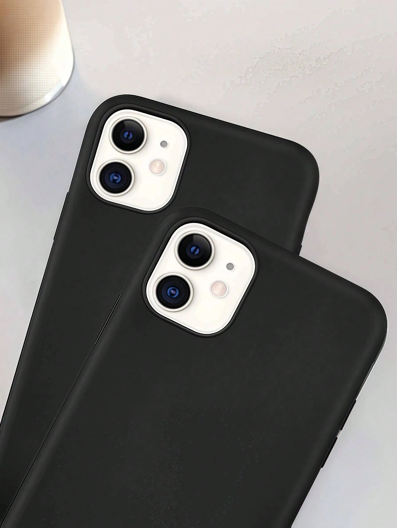 Minimalist Black Solid Color Basic 1pc Black Matte Simple Large Hole Lens Protection Anti-Drop Phone Case, Personalized Compatible With IPhone 16 Pro Max, 17/16/15/14 Plus, 13/12/11 Protective Cover S