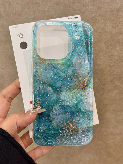Minimalist Blue Sparkle Diamond Tie-Dye Sequin Glitter Fashion Phone Case Features An Advanced Large-Hole Design With A Tie-Dye Sequin Pattern, Offering A Minimalist And Shock-Resistant Design With A