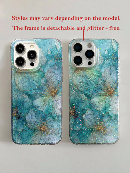 Minimalist Blue Sparkle Diamond Tie-Dye Sequin Glitter Fashion Phone Case Features An Advanced Large-Hole Design With A Tie-Dye Sequin Pattern, Offering A Minimalist And Shock-Resistant Design With A