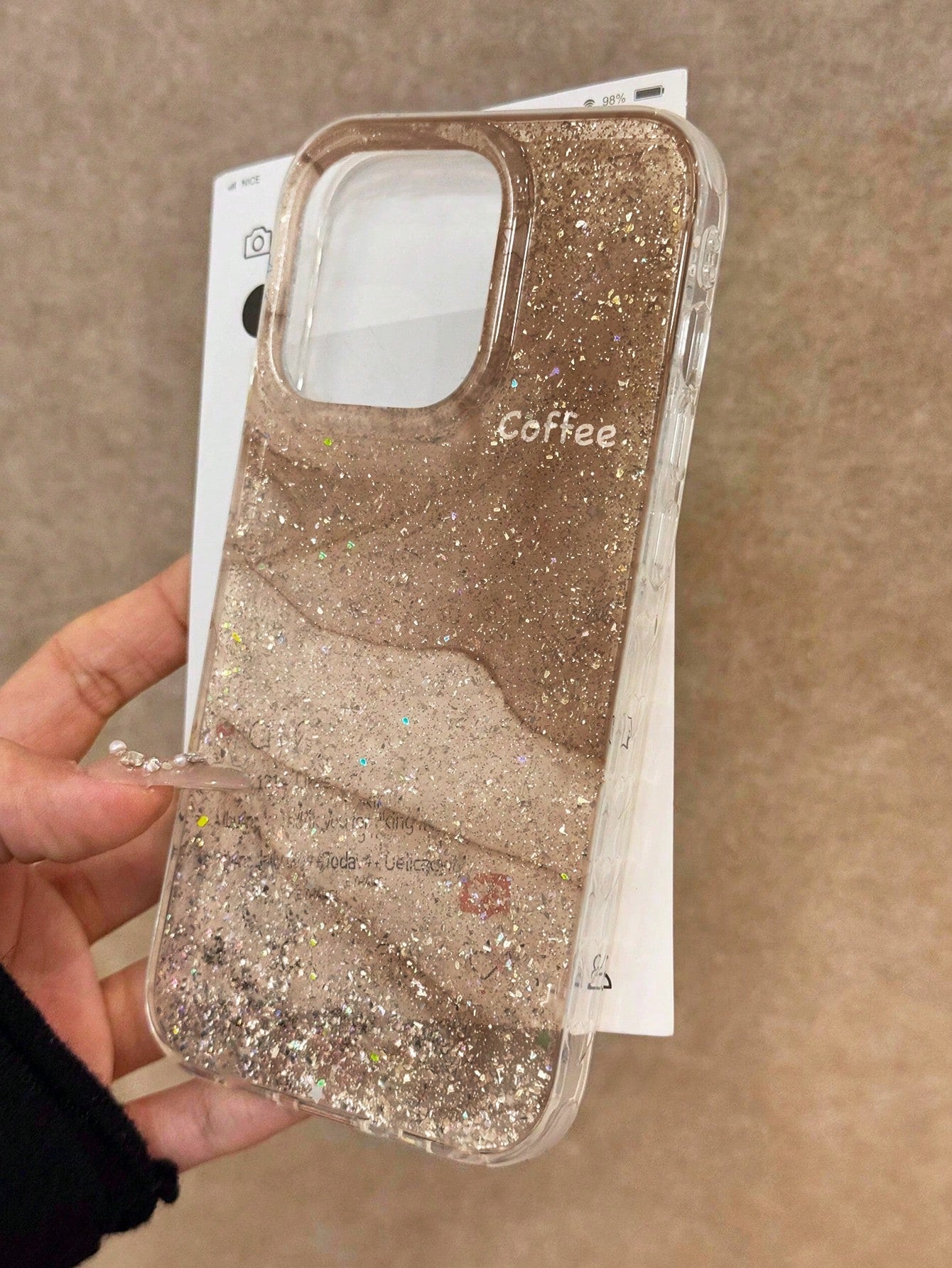 Minimalist Blue Sparkle Diamond Tie-Dye Sequin Glitter Fashion Phone Case Features An Advanced Large-Hole Design With A Tie-Dye Sequin Pattern, Offering A Minimalist And Shock-Resistant Design With A